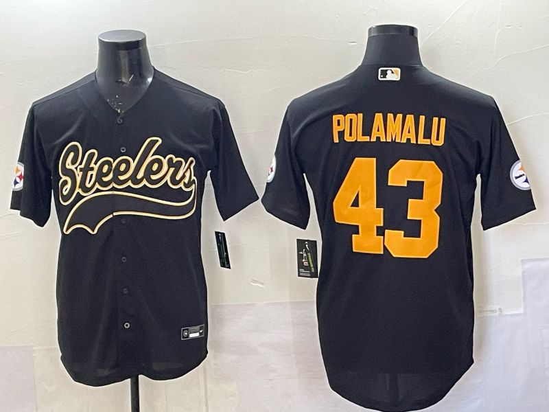 Men 2025 Pittsburgh Steelers 43 Polamalu black 3th generation Joint Name Nike Limited NFL Jersey style 002